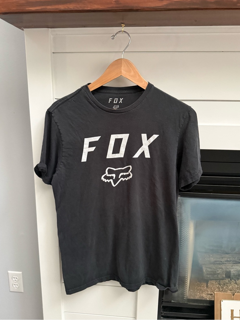 FOX Black faded white  Logo Short-Sleeve Men's T-Shirt size medium